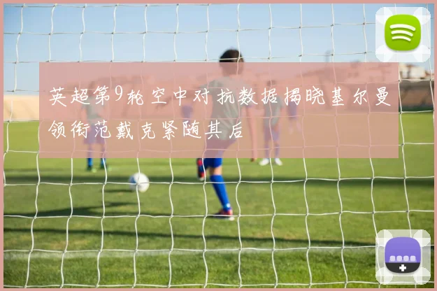 英超第9轮空中对抗数据揭晓基尔曼领衔范戴克紧随其后
